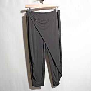 Womens Black Bamboo Capri Pants Boho Lounge Soft Asymmetric Flowy Hippie Neutral